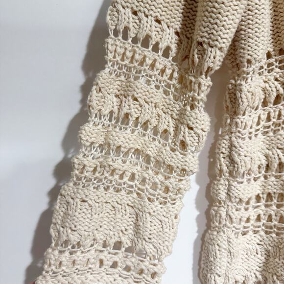 Sundance Cardigan Women Small V Neck Button Front Cream Knit Sweater 3/4 Sleeve - Picture 3 of 7